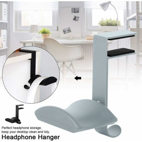 Headphone Stand Earphone Desk Hanger Gaming Headset Stand Holder,Universal Adjustable Headphone Hanger (Grey)