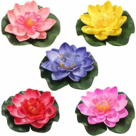 5pcs Artificial Water Lily Floating Lotus Flower Pond Home Wedding Decor 10cm (1/5)