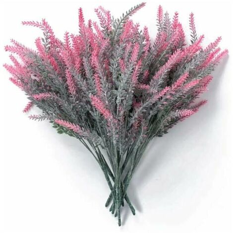 Artificial Flocking Lavender, Wedding Party Home Decoration, Simulation Indoor Outside Garden Potted Plastic Flower Plant, Rural Style Artificial Flowers 4 pcs (Red) (1/4)