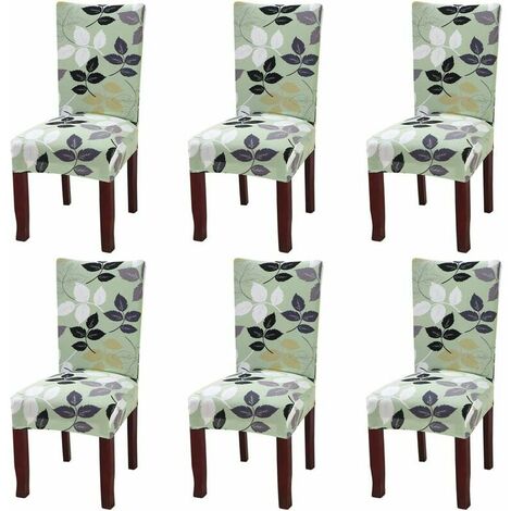 Set of 6 universal stretch chair covers for dining chair green (1/5)