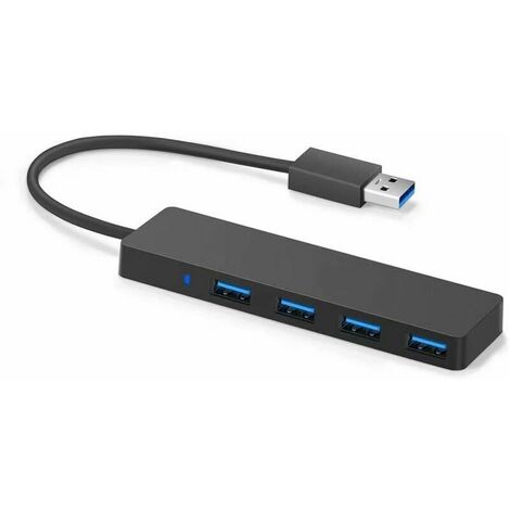 Ultra Slim Extra Light 4 Port USB 3.0 Hub, Data Hub for MacBook, MacBook Air / Pro / Mini, iMac, MacPro, Windows Laptops and Ultrabooks, as well as PCs and more (Black)