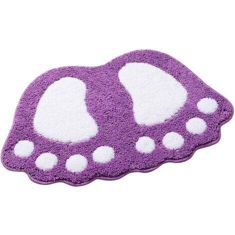 Non-slip bath mat Large feet pattern For bathroom, shower Absorbent (mauve)