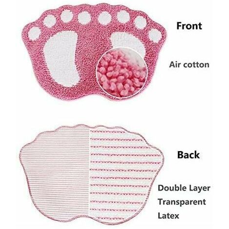 Non-slip bath mat Large feet pattern For bathroom, shower Absorbent (mauve)