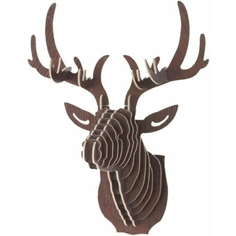 3D Wall Hanging Deer Head Sculpture Wall Decoration Entrance Hallway 29.5cmx21cmx37cm brown (1/5)