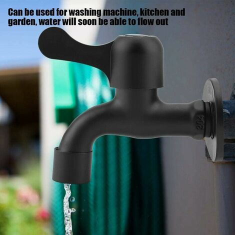 Bathroom faucets, Black Wall Mount Tap, 304 Stainless Steel Fast Opening Garden Water Outdoor Faucet for Bathroom(2)