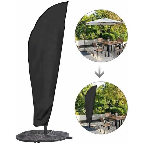 Protective cover for parasol with stem and offset parasol 2 to 4 m Large parasol Protection against bad weather, UV rays and the wind Outdoor for deported parasol 280 x 30/81/46 cm (1/5)