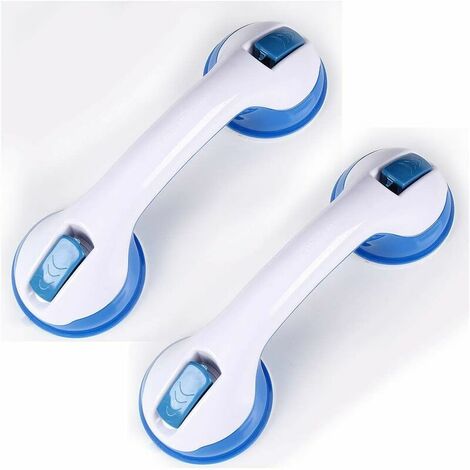 2-Piece Suction Cup Shower Handle, Plastic Tub Handle Without Drill Handle Extra Strong Handle Bar Non-slip Handle for Bathroom, Shower, Kids & Seniors (Blue) (1/5)