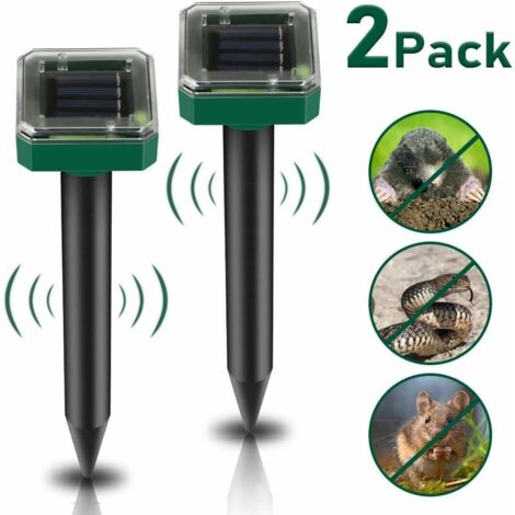 2 pieces of solar mole repellent, ultrasonic solar mole repellent, anti-mole, anti-vole, anti-mole, pest control with IP65 for garden (1/5)