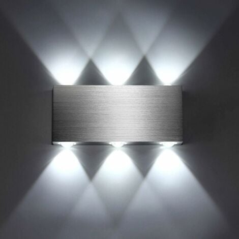 LED Wall Light 6W Indoor Wall Lamp Modern Square Up Down Aluminum Lighting Decoration Light for Bedroom Office Bed Hallway Living Room Hotel Bar Cold White [Energy Class A ++]
