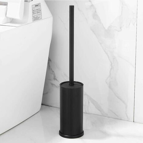 Black Toilet Brush Holder, Toilet Brush Black Aluminum Round Toilet Bowl Brush and Holder for Bathroom (1/5)