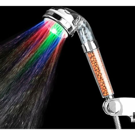 Color Changing Shower Head 7 Colors Light Bathroom Temperature Sensor Magic Negative Ionic Filter, Size L (1/5)