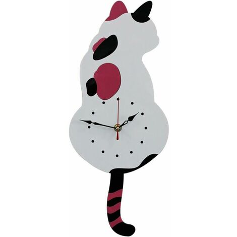 Cat Wall Clock Modern Acrylic Home Decor Clock Frameless Silent Wall Clock (White) (1/4)