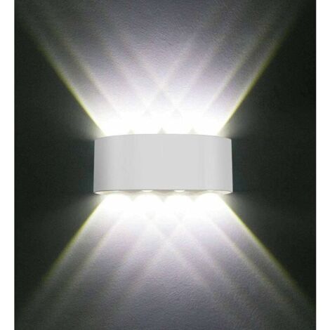 Modern Wall Light IP65 Waterproof 8W LED Wall Lights Aluminum Indoor Wall Lamp for Living Room Bedroom Hall Staircase Pathway (Cold White Light, White Shell) (1/5)