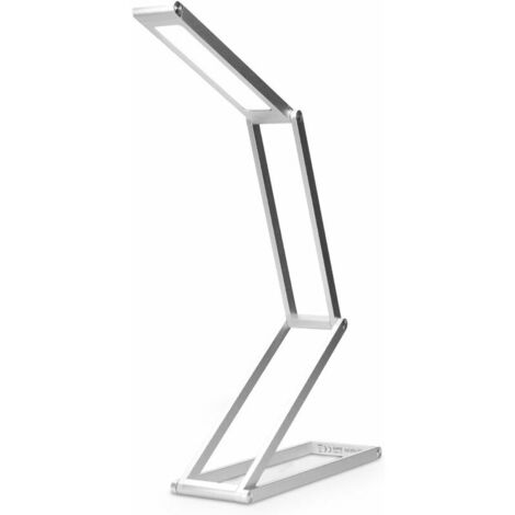 Foldable aluminum LED table lamp - Battery-powered bedside table Dimmable reading lamp Micro USB charging cable - Battery-powered desk lamp Silver folding lamp [energy class A +] (1/5)