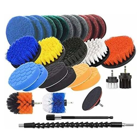 31 PIECES SERIES Drill Brush Accessories Scouring Pad Set Sponge Electric Clean Tile Scrub Brush Bathroom Kitchen Automotive-A (1/5)