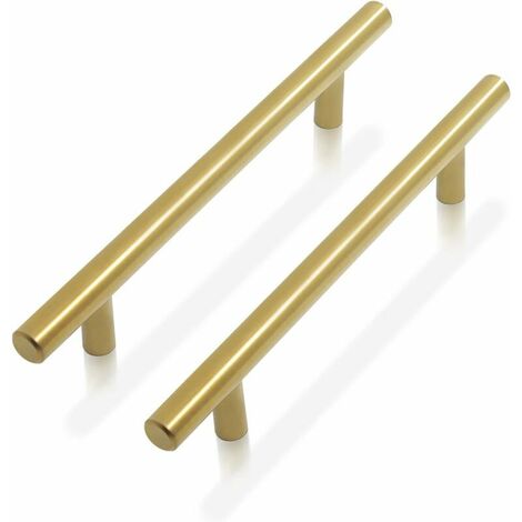 Cabinet Handle Brass - door bar T-shaped door knobs for kitchen furniture, stainless steel - 9 sizes: 50mm, 64mm, 76mm, 96mm, 128mm, 160mm, 192mm, 224mm, 256 mm （1pc） (1/5)