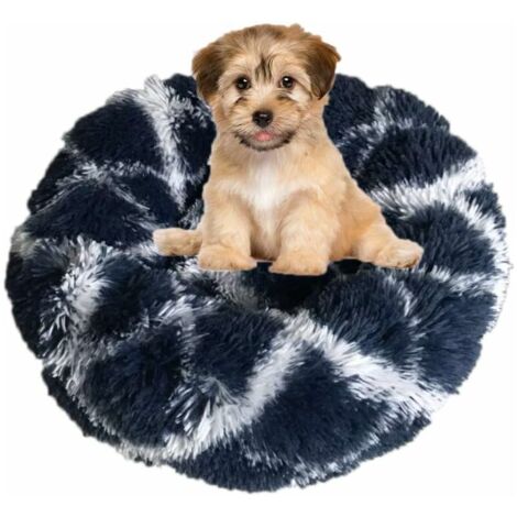Dog Basket Round Cat Basket Fluffy Pet Bed Cushion Soft and Comfortable, Warm, Waterproof, Non-slip and Washable Dog Cushion Suitable for Cats, Dogs navy blue 50
