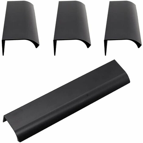 Poignées d'armoire invisibles, poignées scellées à bord coulissant dissimulées intégrées pour portes, tiroirs, armoires, noir(120 x 32 x 18mm) 4pcs (1/4)
