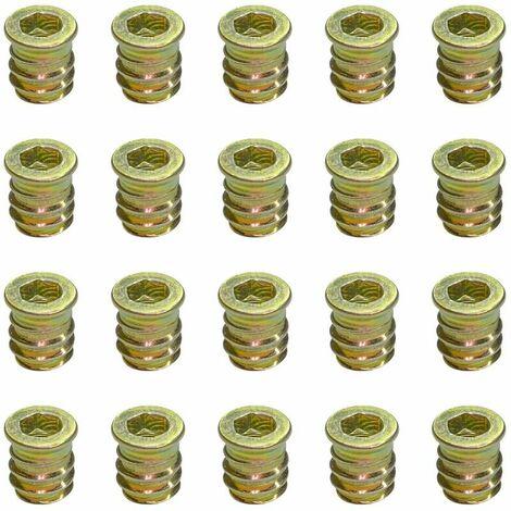 Lot de 20 écrous filetés pour meubles en bois M6 x 13 mm (1/5)