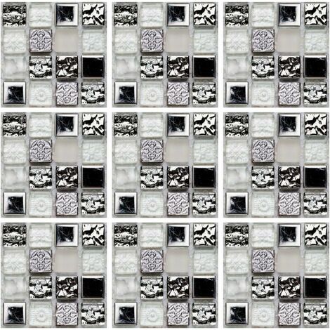Stickers Mosaïque Carrelage Mural, 10 Pièces Carrelage Papier Peint Autocollants Carrelage Mural Autocollant Papier Peint Imperméable Pour Cuisine, Salle De Bains, Sol, Meubles, Décoration De (1/5)