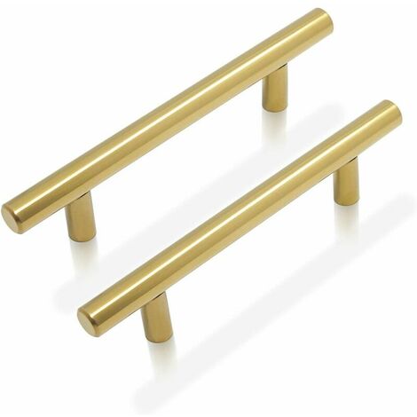 Laiton brossé Poignées de porte de meuble de cuisine Boutons de barre en T en acier inoxydable 9 Taille (50 mm, 64 mm, 76 mm, 96 mm, 128 mm, 160 mm, 192 mm, 224 mm, 256 mm) 1pc (1/5)