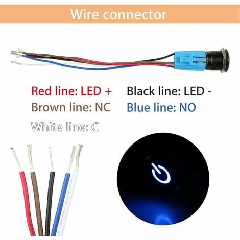 Interrupteur à bouton poussoir de verrouillage en métal DC 12V, interrupteur marche / arrêt SPDT de bateau de camion de RV de voiture à 4 broches, interrupteur marin rond étanche avec lumière LED bleu