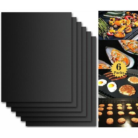 Tapis de Cuisson Barbecue, Set de 6 Feuille de Cuisson pour Barbecue et Four - 4033 cm Anti-adhérent de BBQ et Feuilles de Cuisson réutilisable pour les barbecue à gaz, Charbon ou électriques (1/5)