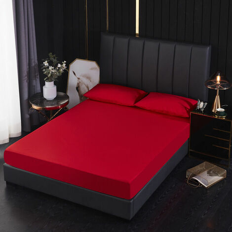 Protège Matelas Imperméable - Alèse Respirante, Hypoallergénique, Anti-Acarien, Anti-Bactérien - Rouge 80200cm