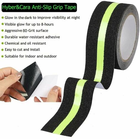 Tapis Antidérapant Pour Escalier - Silicone Brillant Dans Le Noir - Dimensions 39x17.8cm - Sécurité Nuit