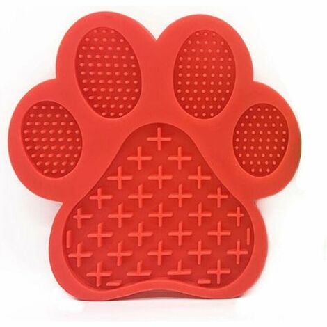 Tapis de Lechage Chien Tapis à Lécher pour Chien Coussin à lécher pour Chien avec Ventouse en Bas, Bol Anti-étranglement pour Animaux de Compagnie, Bol pour Chat en Silicone Anti-Rotation Roug (1/5)