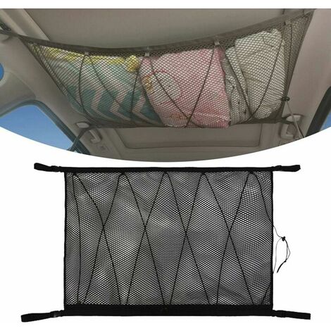 Filet de plafond de voiture, filet de rangement universel pour plafond de voiture, chargement de plafond intérieur de voiture avec fermeture à glissière, organisateur de coffre pour Jeep Van SUV, doub (1/5)