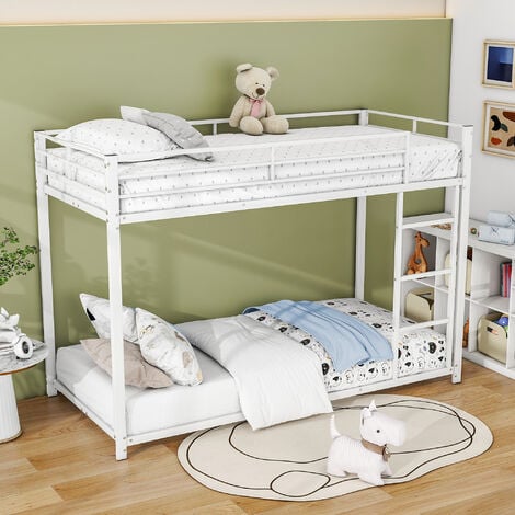 Lits enfants 90200cm, lits superposés, lits en fer, lits superposés en fer de forme classique, blanc