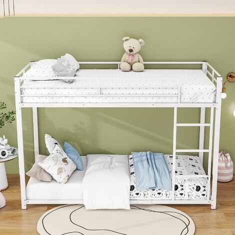 Lits enfants 90200cm, lits superposés, lits en fer, lits superposés en fer de forme classique, blanc