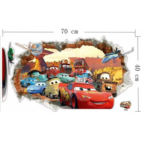 Stickers Muraux 3D Voitures Avions Dessin Animé - Décoration Chambre Enfants Amovibles