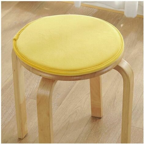 2 Packs Petits Coussins de Tabouret Antidérapants Ronds Siège Cuisine & Salle à Manger Ronde Tabouret Haut Tabouret Coussins De Chaise Éponge Coussin De Siège Ferme avec Attach(Jaune) (1/5)