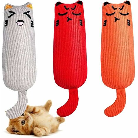 Cataire Jouets, Interactif Chat Oreiller, Jouet pour Chat en Peluche de Simulation, Jouets à Cataire pour Mastiquer et Nettoyer Les Dents, Convient à Tous Les Chats et Chatons (1/5)
