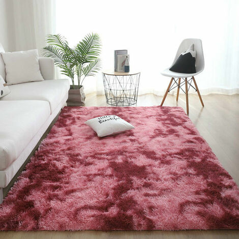 Tapis  Tapis Moelleux Au Sol Fausse Fourrure Moelleux Tapis Gradient Décoratif Tapis De Sol Pour Chambre Salon Salle À Manger (Rose-Mauve, 120Ṫ200cm) (1/4)