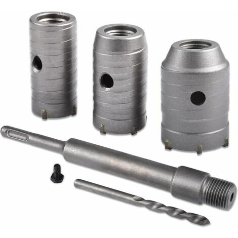 Scie à Cloche Trépan, Ø30mm, 40mm, 50mm Set de Scies Cloches , Trépan Béton 350 mm SDS Plus Tige d'Extension Pointe en Carbure de Tungstène,Scie Cloche pour Brique Pierre Béton Ciment(poignée ronde) (1/5)