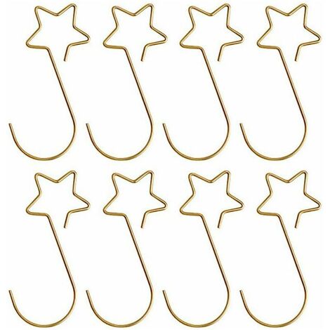 100 Pieces,Attache Boule de Noel,Cintre de Suspension pour Arbre de Noël,Crochets pour Boules de Noël en Forme de S,Cintre à Boules,Crochets d'Ornement de Noël,Crochet de Noel. (Or étoile) (1/5)