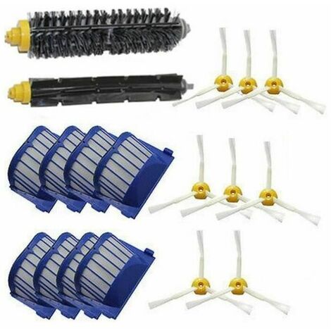 Kit De 18 iRobot Roomba Aspirateur Robot Filtre + Brosse Latérale Pour 600 536 551 552 529 564 595 601 602 610 620 630 650 (1/3)