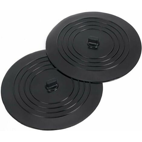 Lot de 2 Bouchons de vidange universels en caoutchouc siliconé, 15 cm, pour évier de cuisine, lavabo de salle de bain(noir) (1/5)