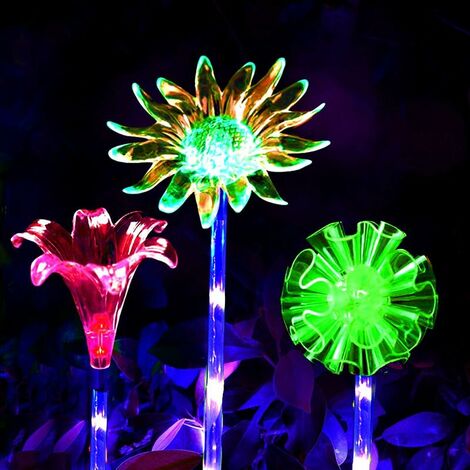 Lumières Solaires Extérieures Fleur,Lot de 3 Décorations de Jardin Tournesol Lily,Lampe Solaire Jardin,éclairage de Jardin à LED à Couleurs Changeantes(Etanche IP65 Pour) (1/5)