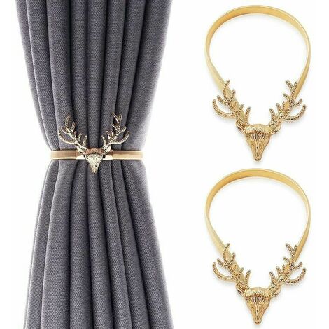 Embrasse de rideau  2pcs Embrasses À Rideaux Attache De Rideaux Avec Crochet En Métal Boucle De Rideau Forme De Cerf Pince À Rideau Retenue De Rideau Moderne Accessoire Décoratif Fenêtre Pour Chambre