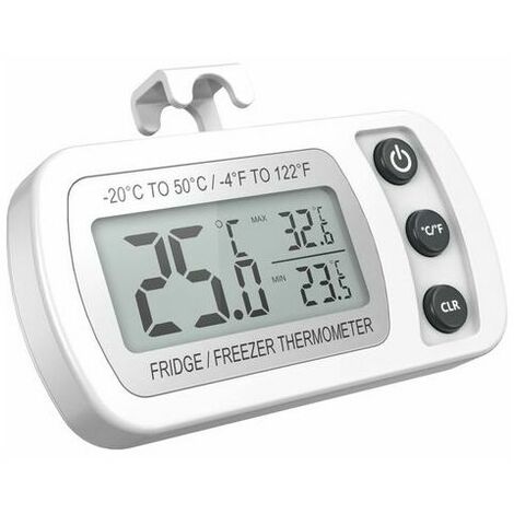 Thermomètre de réfrigérateur Affichage LCD Thermomètre de congélation étanche numérique avec crochet magnétique Thermomètre de réfrigérateur blanc (-20 50 ℃) (1/3)
