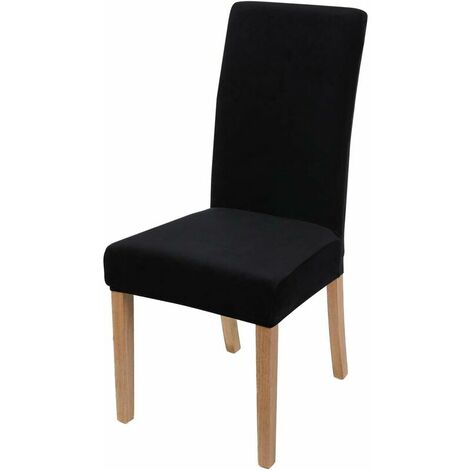 Housses de chaise de salle à manger extensibles en velours, housses de chaise de salle à manger lavables et amovibles, lot de 2, noir (1/5)