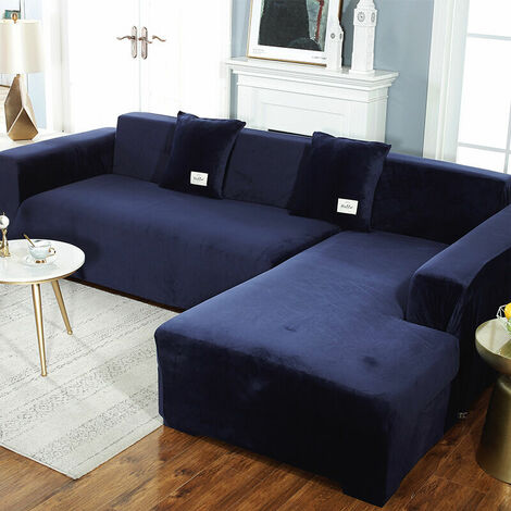 Housse de Canapé d'angle avec Accoudoirs Housse de Canapé Canapé de Protection Extensible en Forme de L (Canapé d'angle en Forme de L, Veuillez Acheter Deux Pièces)-Navy Single 90-140cm (1/5)
