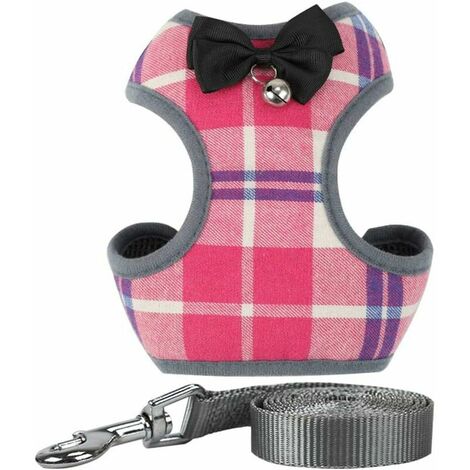Harnais pour chiens chiens harnais pour chats harnais pour chats pour la randonnée gilet en maille d'air doux pour petits chiens chat mz123 (l, rose) (1/5)