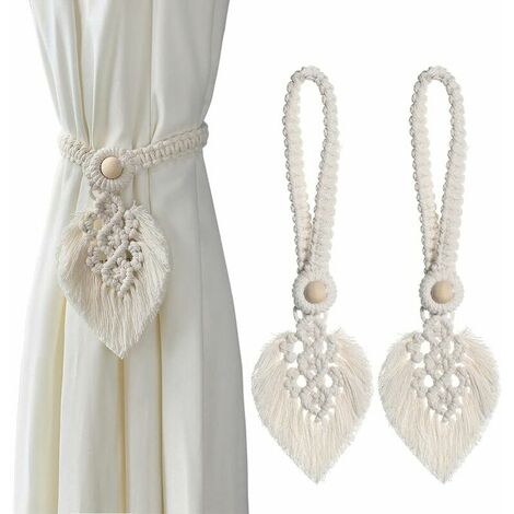 Embrasses De Rideaux, 2 Pièces Embrasses Rideaux Feuille Style Bohème Embrasses Pour Rideaux Accessoires De Rideau Attache Rideaux Decoration Pour Salon Chambre Salle De Bains Beige 81219418
