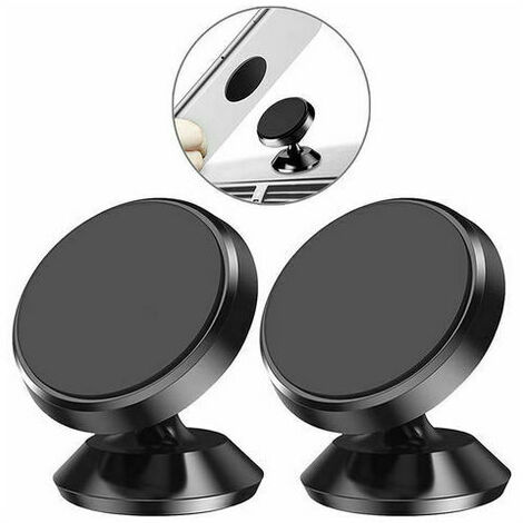 Support Telephone Voiture, [Lot de 2] ivoler porte Téléphone Voiture Universel 360° Rotation, Magnetique portable Aimant Adhésif pour Smartphone, Compatible pour Phones ou appareils GPS-Noir (1/5)
