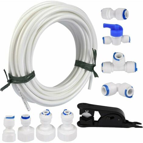 20 mètres tuyau d’alimentation en eau tube et kit de connecteurs de réfrigérateur pour réfrigérateur de style européen double réfrigérateur (1/4"pipe) (1/5)